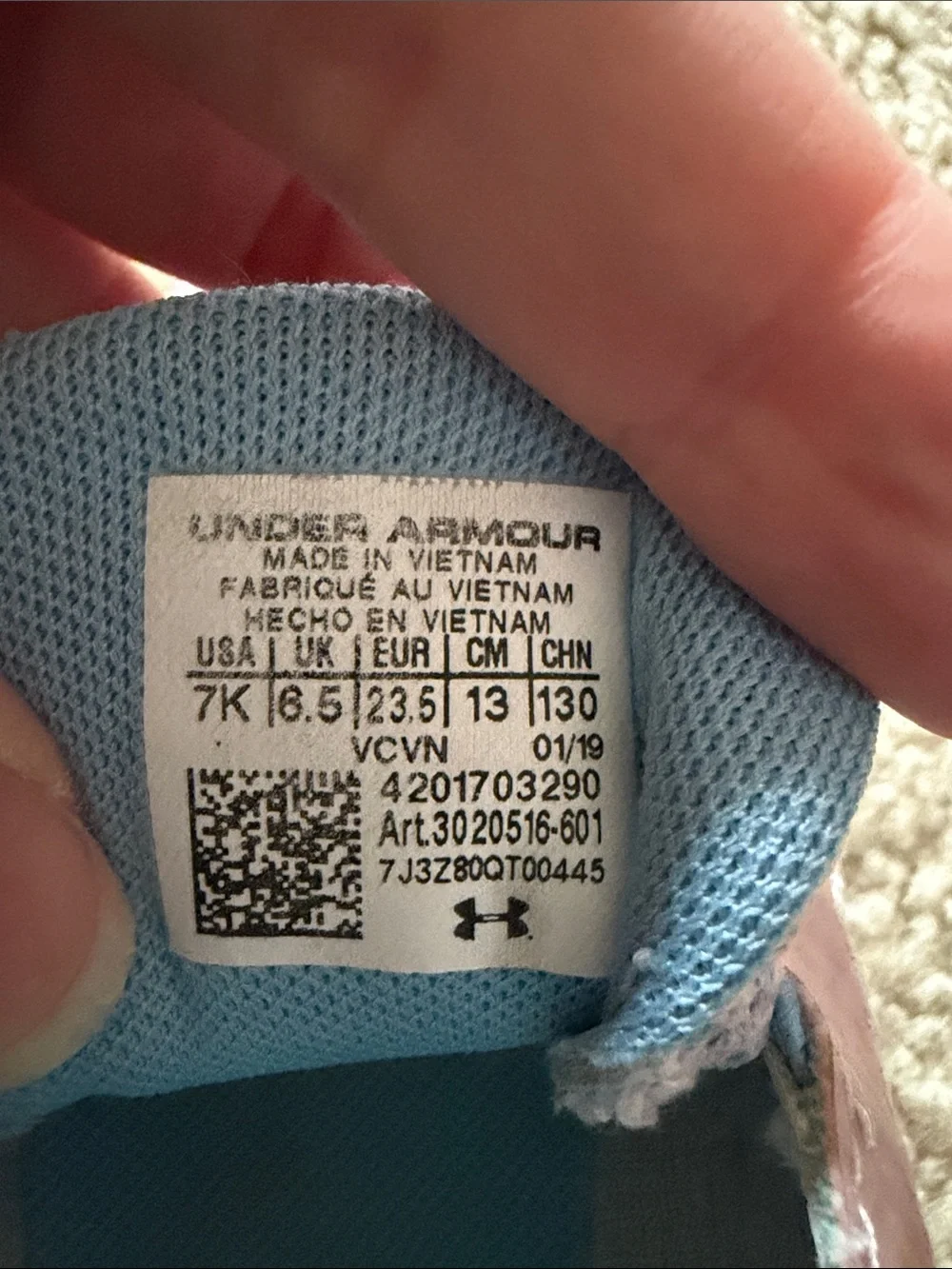 Under Armour Pink & Teal Kids' Slip-On Athletic Sneakers size 7 toddler
